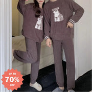 犬柄 ペアパジャマ カップル もこもこ ルームウェア 上下セット 秋冬 あったか 長袖 長ズボン 男女兼用 可愛い 部屋着 冬用プレゼント におすすめ カップル クリスマスギフト 人気 クリスマスプレゼント 2025 ID3386