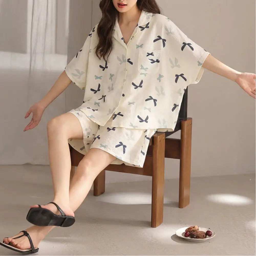 レディース パジャマ 夏用 新作 綿 ブラパッド付き カーディガン 3点セット ルームウェア ID4739