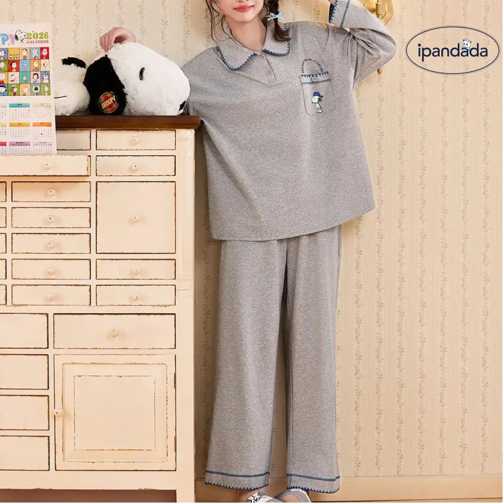 スヌーピー コットン 長袖 パジャマ レディース 新作 シンプル 可愛い アニメ 春秋 セット ID4175