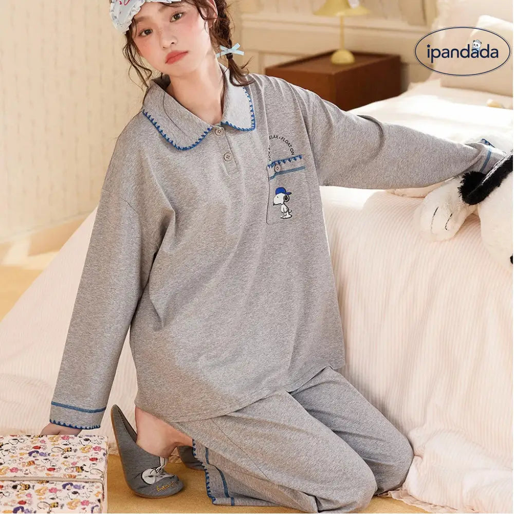 スヌーピー コットン 長袖 パジャマ レディース 新作 シンプル 可愛い アニメ 春秋 セット ID4175