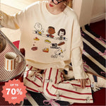 スヌーピー コットン パジャマ レディース 長袖 リラックス 春秋 部屋着 セット ID4173 写真通り / M