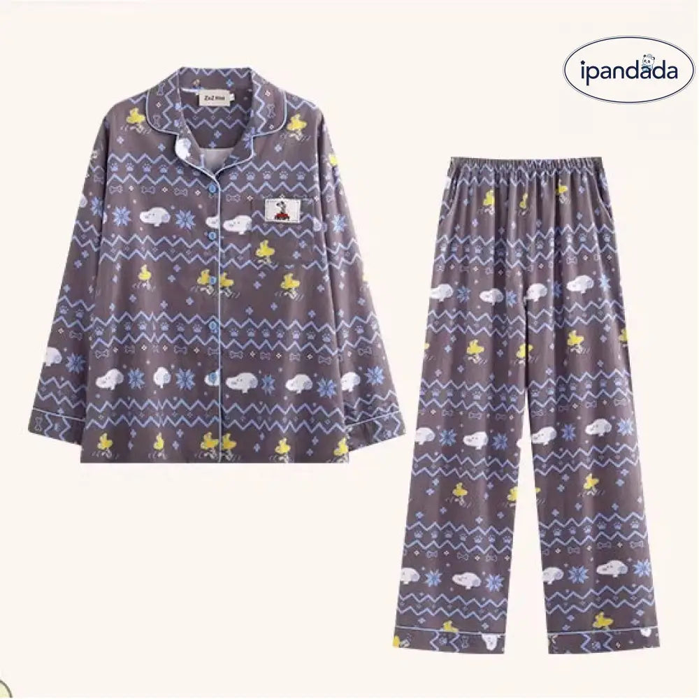 スヌーピー パジャマ セット 春秋 長袖 ルームウェア 部屋着 かわいい 2点セット 肌に優しい ID4105