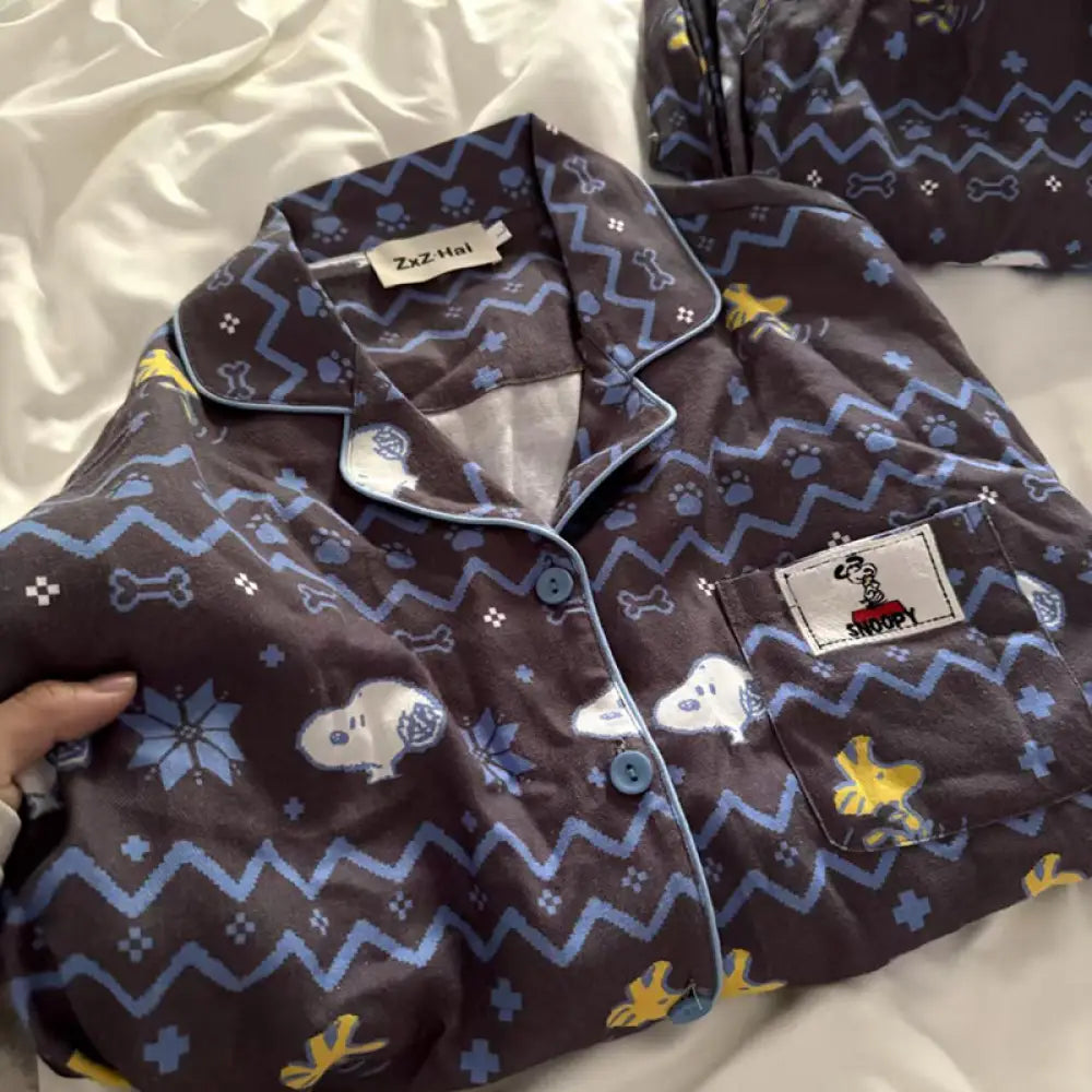 スヌーピー パジャマ セット 春秋 長袖 ルームウェア 部屋着 かわいい 2点セット 肌に優しい ID4105 タイプ① / M