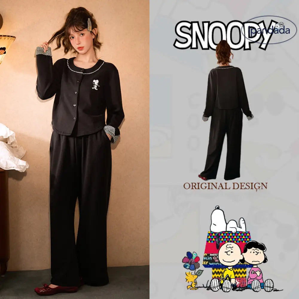 スヌーピー 秋冬用 パジャマ レディース 厚手 オーストラリアンフリース 保温 カートゥーン カーディガン ルームウェア クリスマスプレゼント ID3505 レディース＞セットアップ
