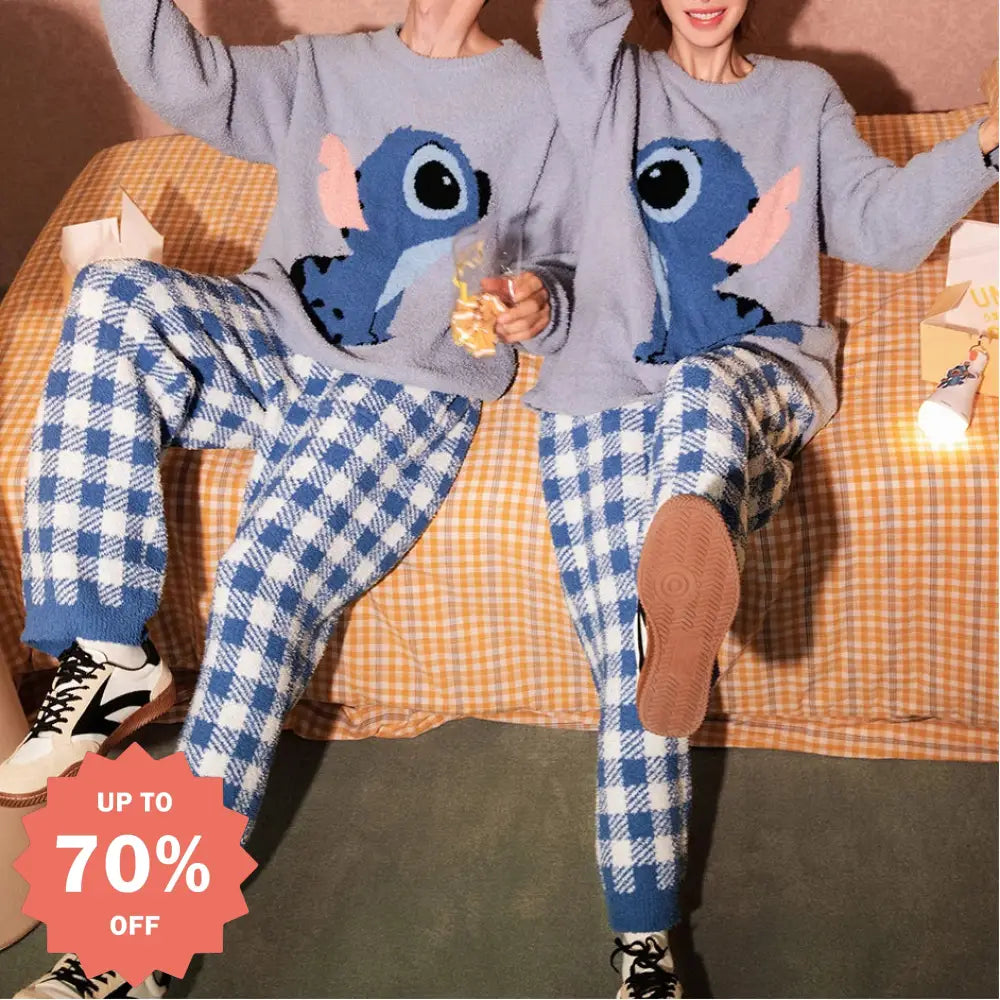 スティッチ カップル パジャマ レディース ソフト 冬用 ルームウェア メンズ ID3304