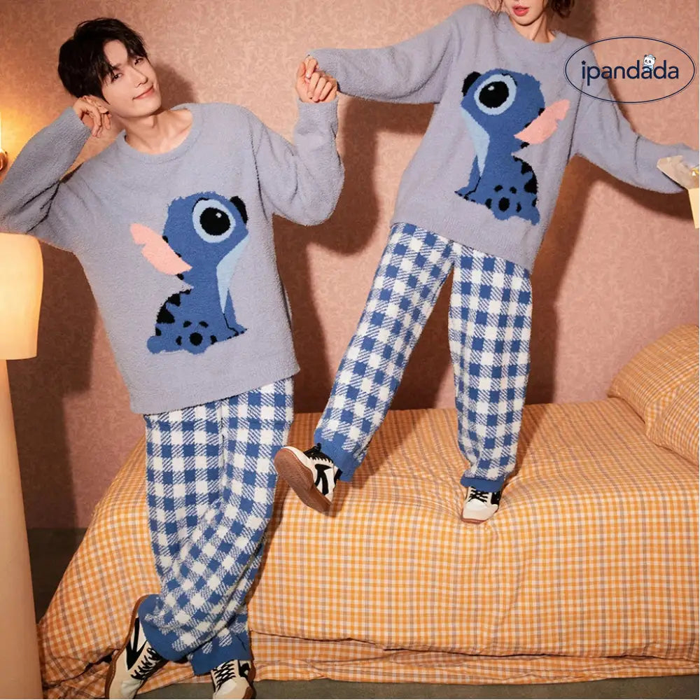 スティッチ カップル パジャマ レディース ソフト 冬用 ルームウェア メンズ ID3304