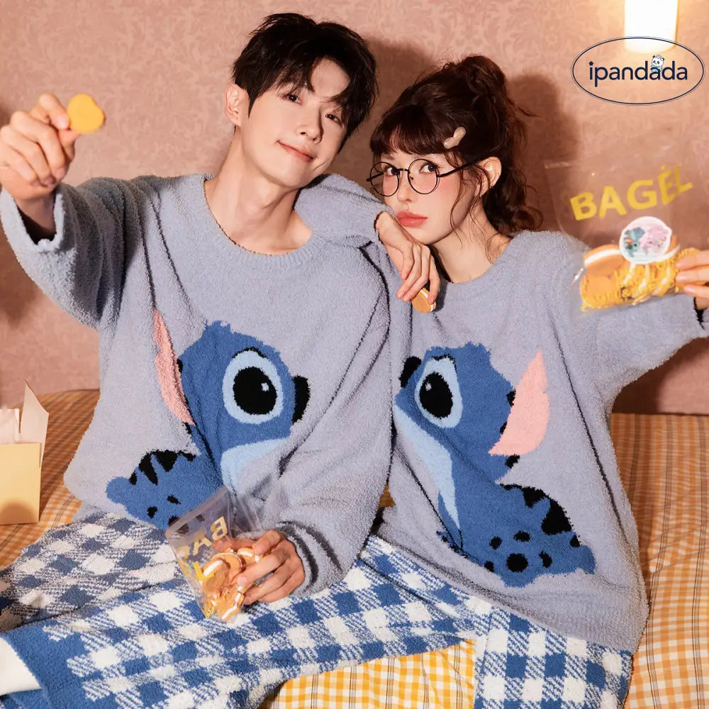 スティッチ カップル パジャマ レディース ソフト 冬用 ルームウェア メンズ ID3304