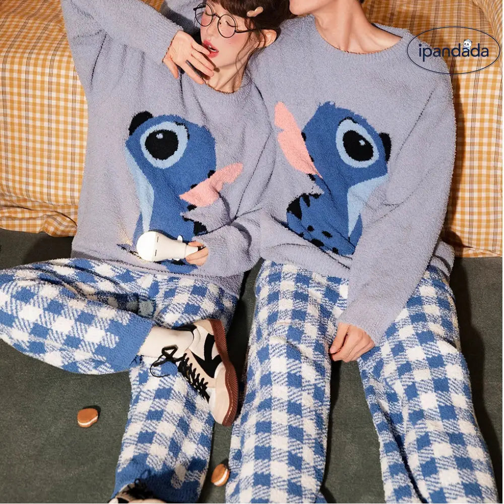 スティッチ カップル パジャマ レディース ソフト 冬用 ルームウェア メンズ ID3304