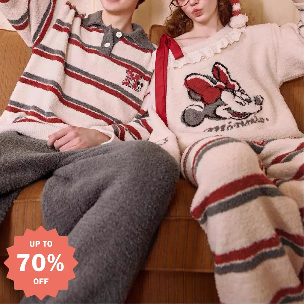 パジャマ レディース 秋冬 フリース オフショルダー ワイドネック キャラクター 家庭用セット 柔らかく 暖かい あったか もこもこ カップル クリスマス ギフト ID3162 コーディネート＞ペアルック