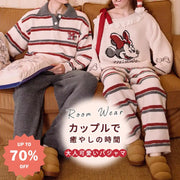 【ギフト】着た瞬間癒し！パジャマ レディース 秋冬 フリース オフショルダー ワイドネック キャラクター 家庭用セット 柔らかく 暖かい あったか もこもこ カップル クリスマス ギフト ID3162 コーディネート＞ペアルック