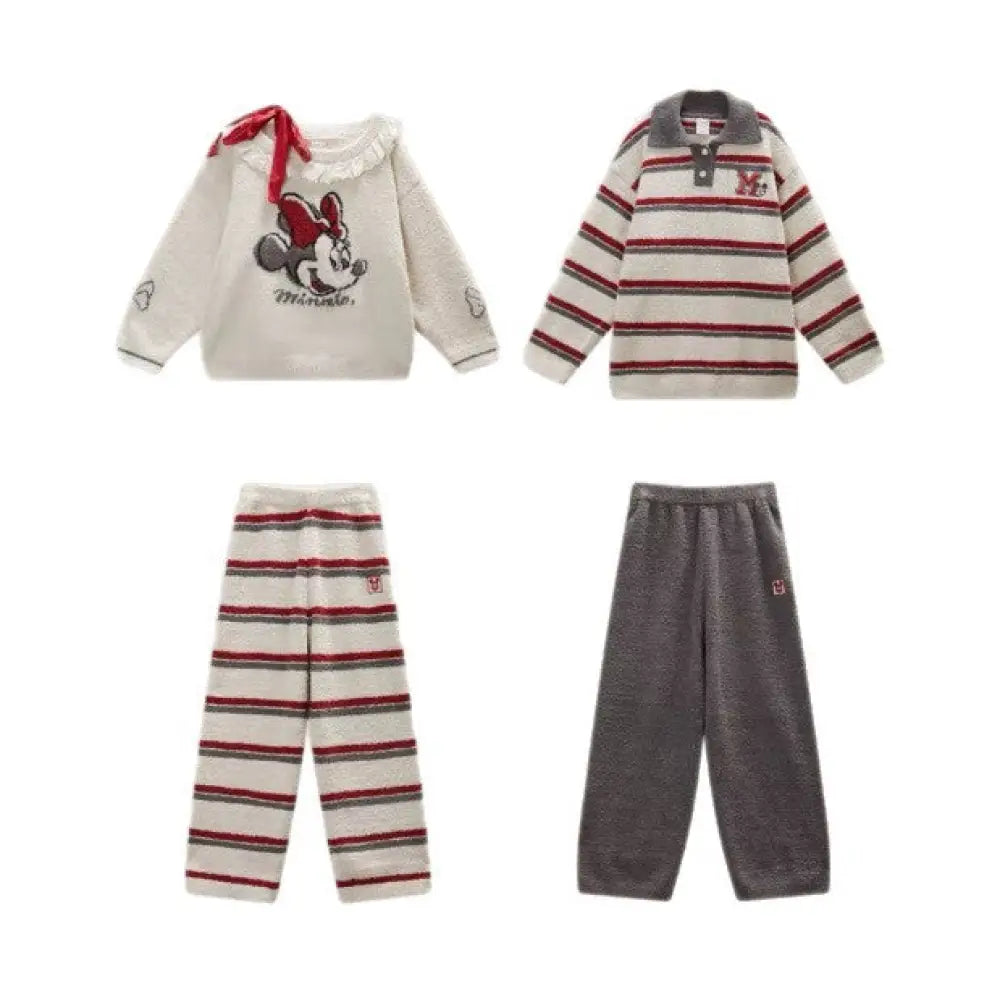 パジャマ レディース 秋冬 フリース オフショルダー ワイドネック キャラクター 家庭用セット 柔らかく 暖かい あったか もこもこ カップル クリスマス ギフト ID3162 写真通り / レディースS コーディネート＞ペアルック