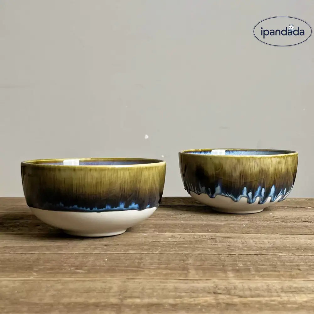 ID1501 ご飯茶碗 陶器 家庭用 陶変釉面 小鉢 デザートボウル ヴィンテージ 食器 和食器 おしゃれ 茶碗 変形削りお好み丼