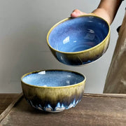 ID1501 ご飯茶碗 陶器 家庭用 陶変釉面 小鉢 デザートボウル ヴィンテージ 食器 和食器 おしゃれ 茶碗 変形削りお好み丼