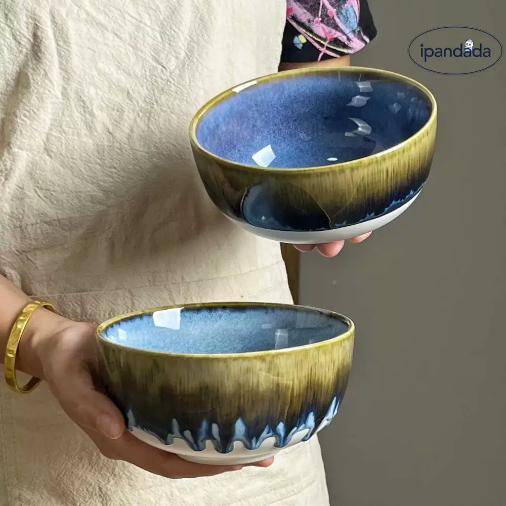 ID1501 ご飯茶碗 陶器 家庭用 陶変釉面 小鉢 デザートボウル ヴィンテージ 食器 和食器 おしゃれ 茶碗 変形削りお好み丼 写真通り インテリア雑貨＞その他