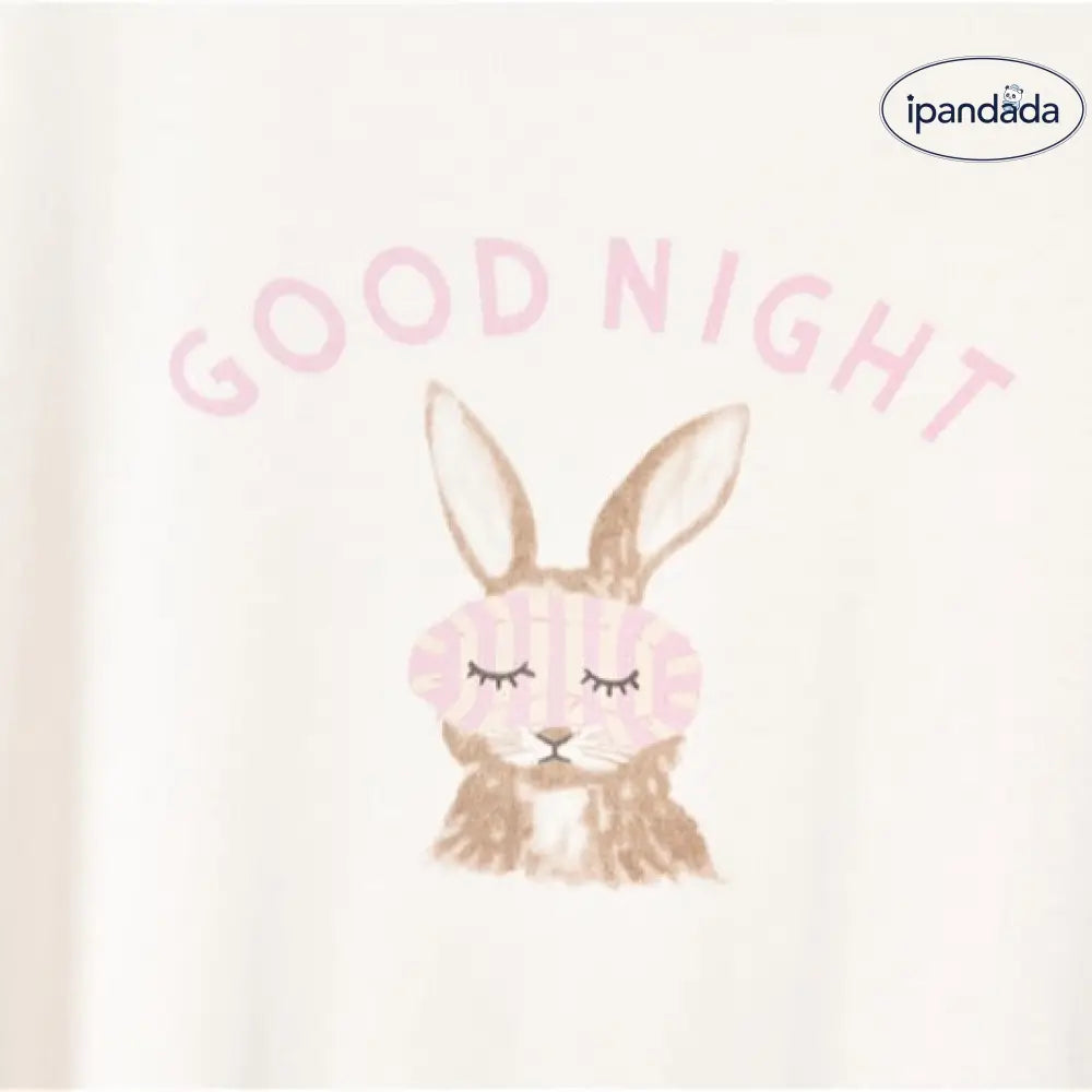 ID812 good night パジャマ ワンピース 軽量 レディース 犬柄 ウサギ 半袖 接触冷感 夏 感 大人用 可愛い 入院 産後 レディース＞ワンピース