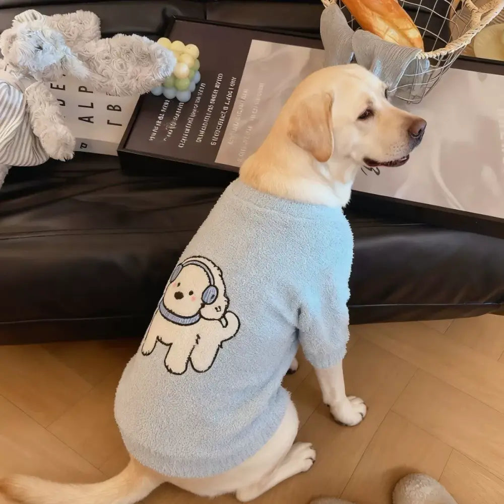 ゴールデンレトリバー 中型 大型犬 ラブラドール サモエド 秋冬用 ペットパジャマ 服 ID3391 ブルー / S