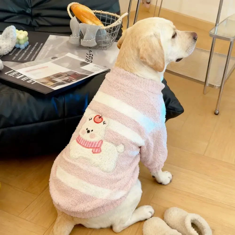 ゴールデンレトリバー 中型 大型犬 ラブラドール サモエド 秋冬用 ペットパジャマ 服 ID3391 ピンク / S