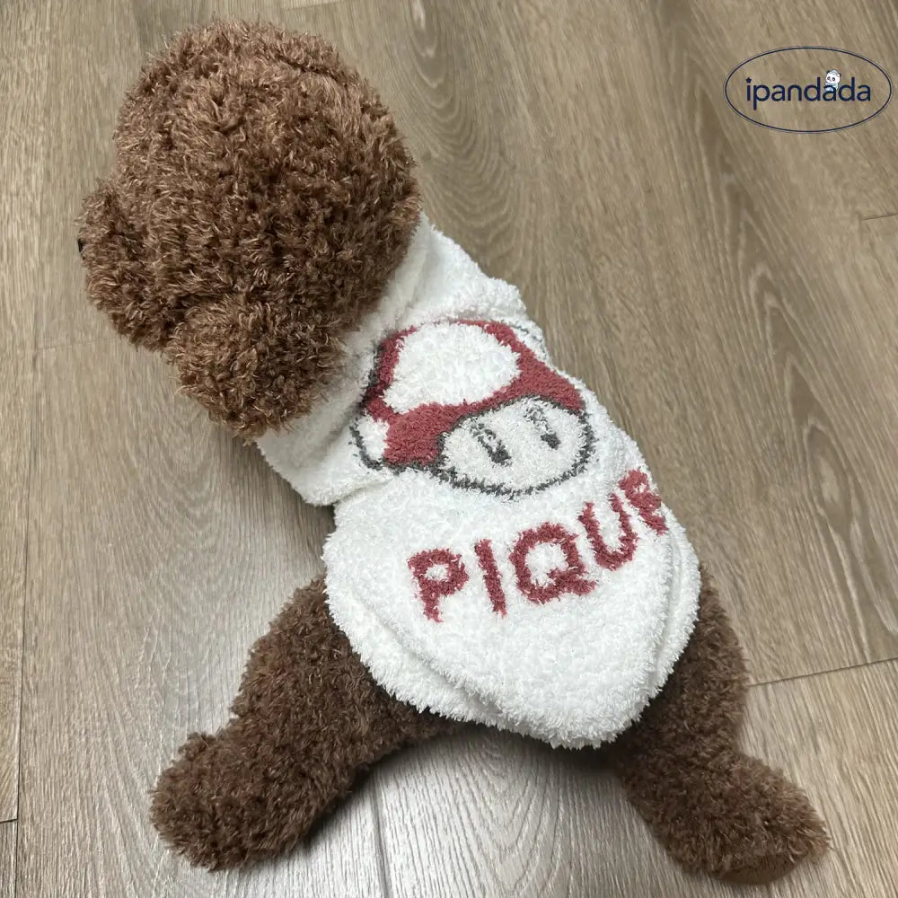 ゴースト キノコ ネコ 犬 ペット 小型動物 快適 服 ソフト ふわふわ 半分 フリース ID2864