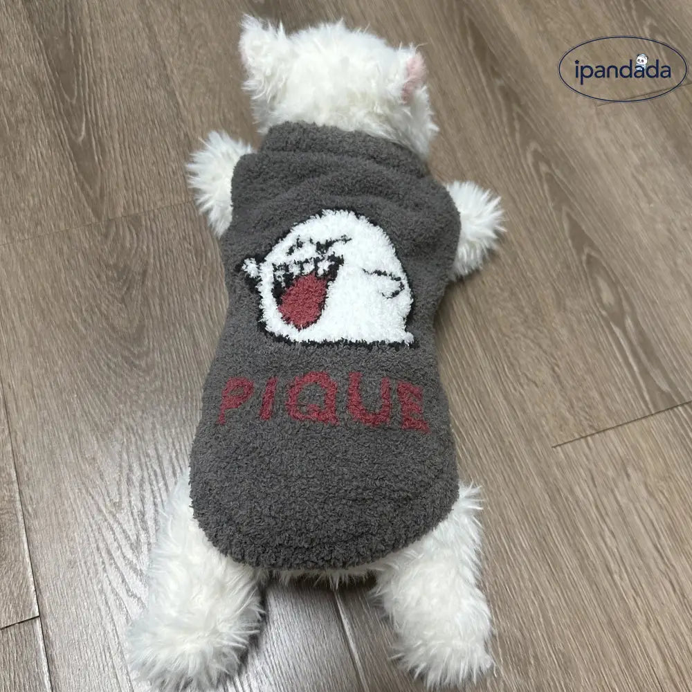 ゴースト キノコ ネコ 犬 ペット 小型動物 快適 服 ソフト ふわふわ 半分 フリース ID2864