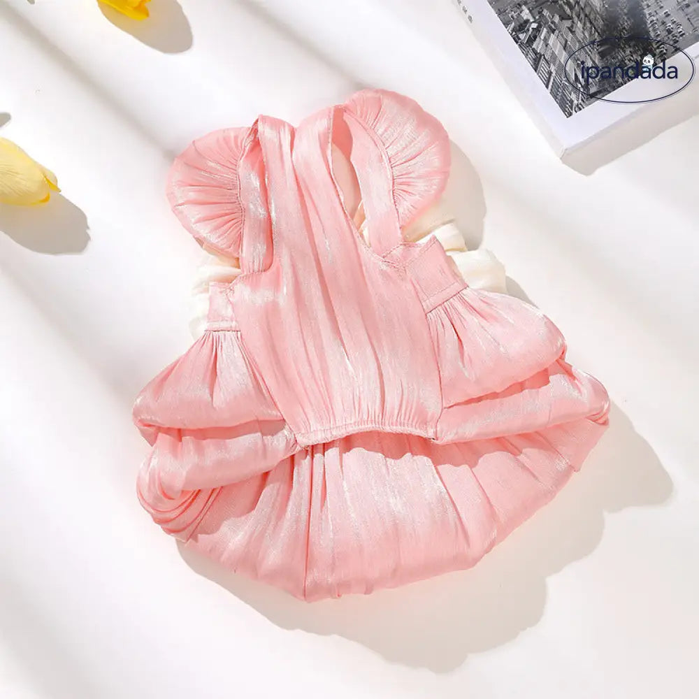 ID1363 光沢シフォン プリンセスドレス 薄手軽量 通気性抜群 ふんわり肌触り 子猫・ラグドール対応 抗菌 洗える おしゃれ かわいい