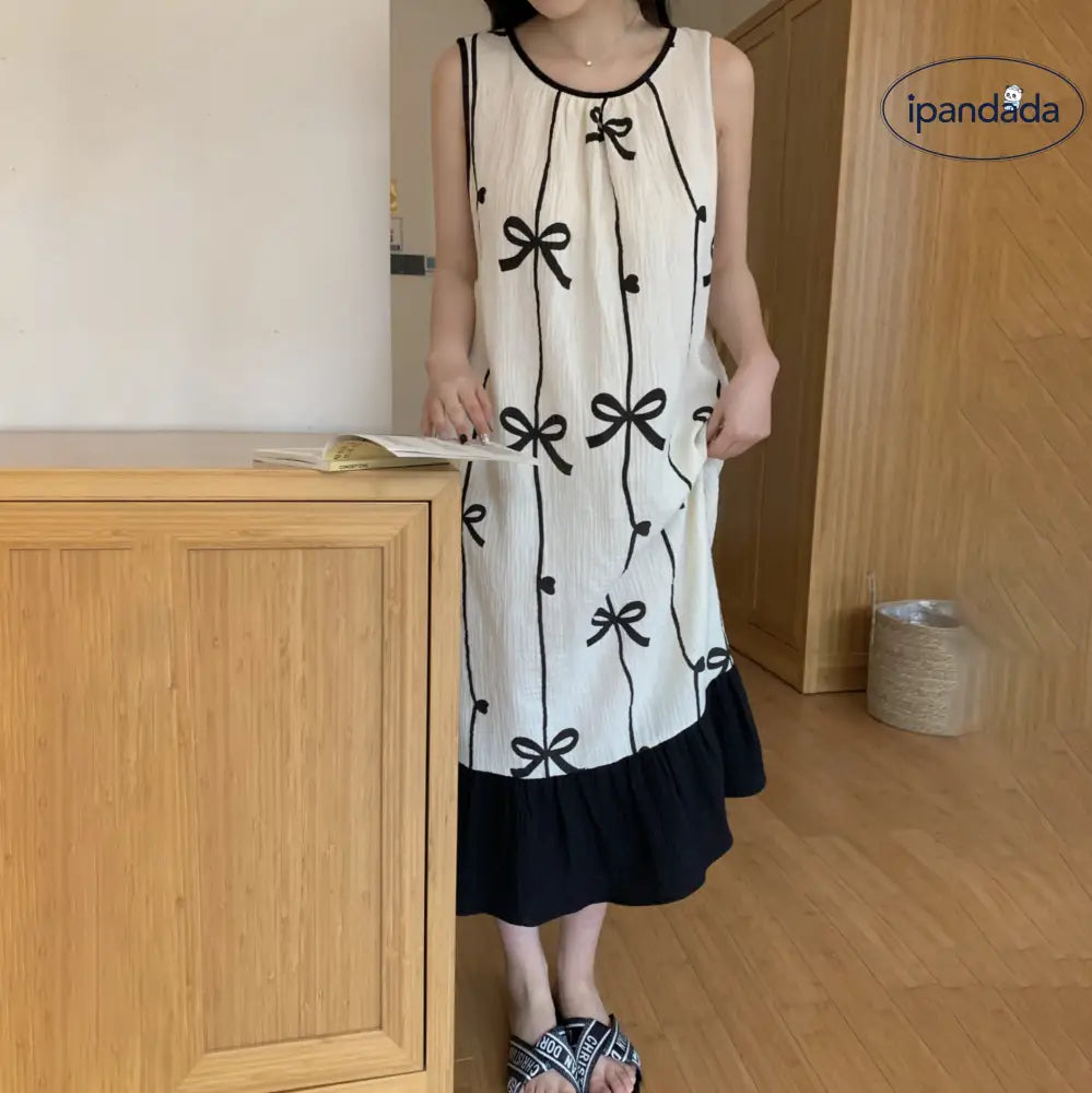 ID1130 韓国風 ベビーコットン シフォン 花柄 ナイトドレス 夏用 薄手 お出かけ対応 ルームウェア ゆったり レディース 写真通り② / フリー レディース＞ワンピース