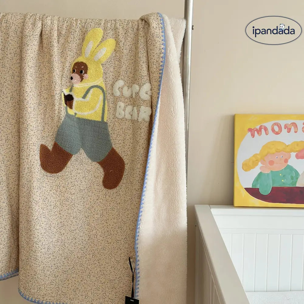 韓国風 全棉 ダブルガーゼ フリース カートゥーン 刺繍タオル 三角針工芸 小型ブランケット ID2636