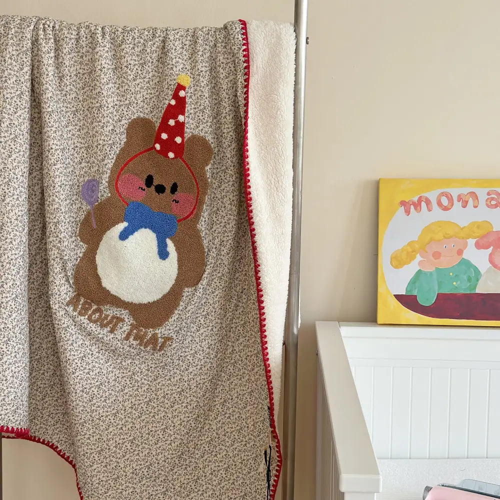 韓国風 ダブルガーゼ フリース カートゥーン 刺繍タオル 三角針工芸