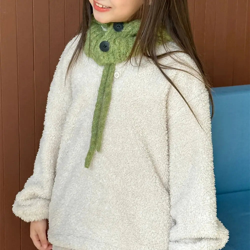 韓国風 キッズ 快適 ストライプ ルームウェア 男の子 女の子 保温 クラウドフリース セット ID3547 ホワイト / 90cm