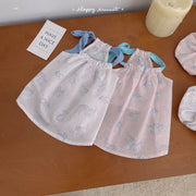 ID1357 韓国風 綿100% ストラップ付き ビション対応 ホームドレス 薄手軽量 ふわふわ肌触り 通気性抜群 抗菌 おしゃれ かわいい