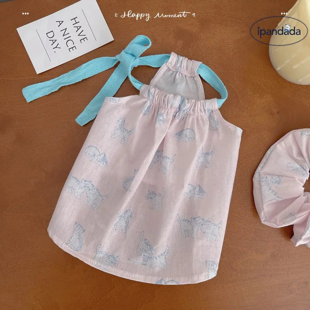 ID1357 韓国風 綿100% ストラップ付き ビション対応 ホームドレス 薄手軽量 ふわふわ肌触り 通気性抜群 抗菌 おしゃれ かわいい