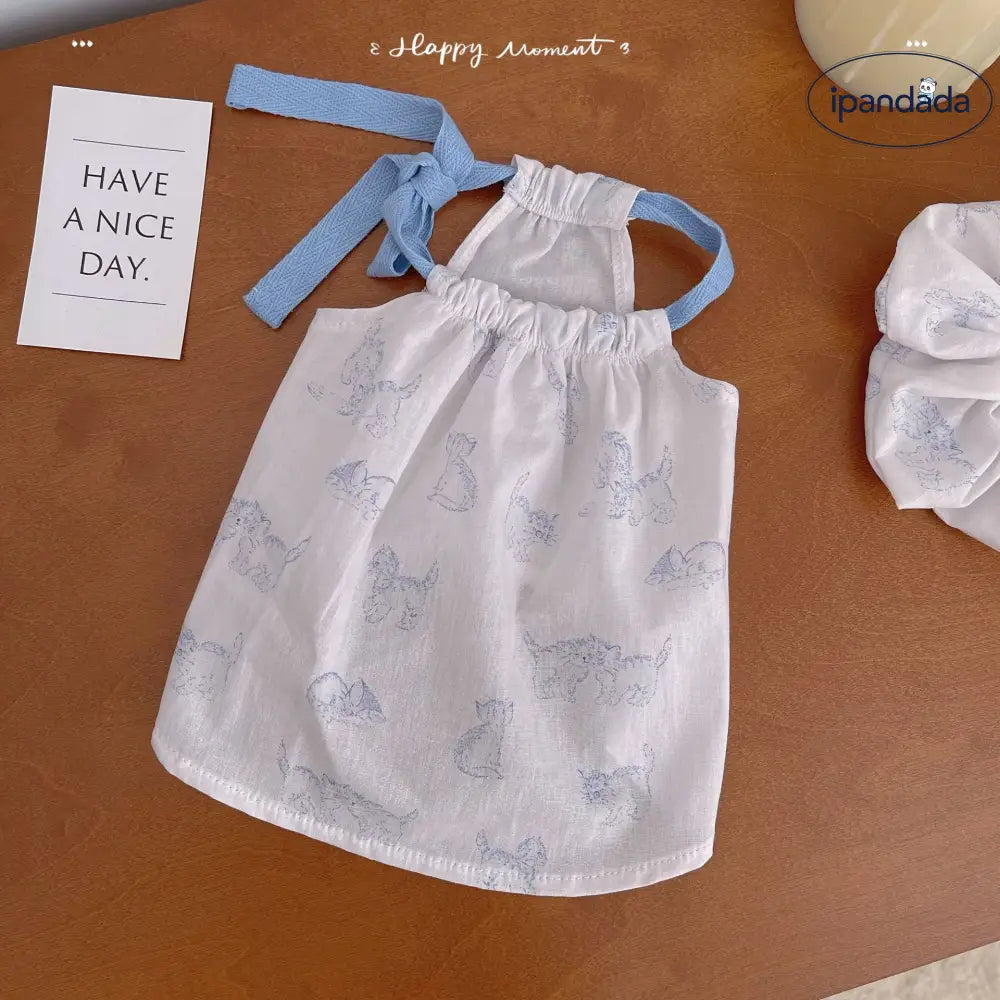 ID1357 韓国風 綿100% ストラップ付き ビション対応 ホームドレス 薄手軽量 ふわふわ肌触り 通気性抜群 抗菌 おしゃれ かわいい