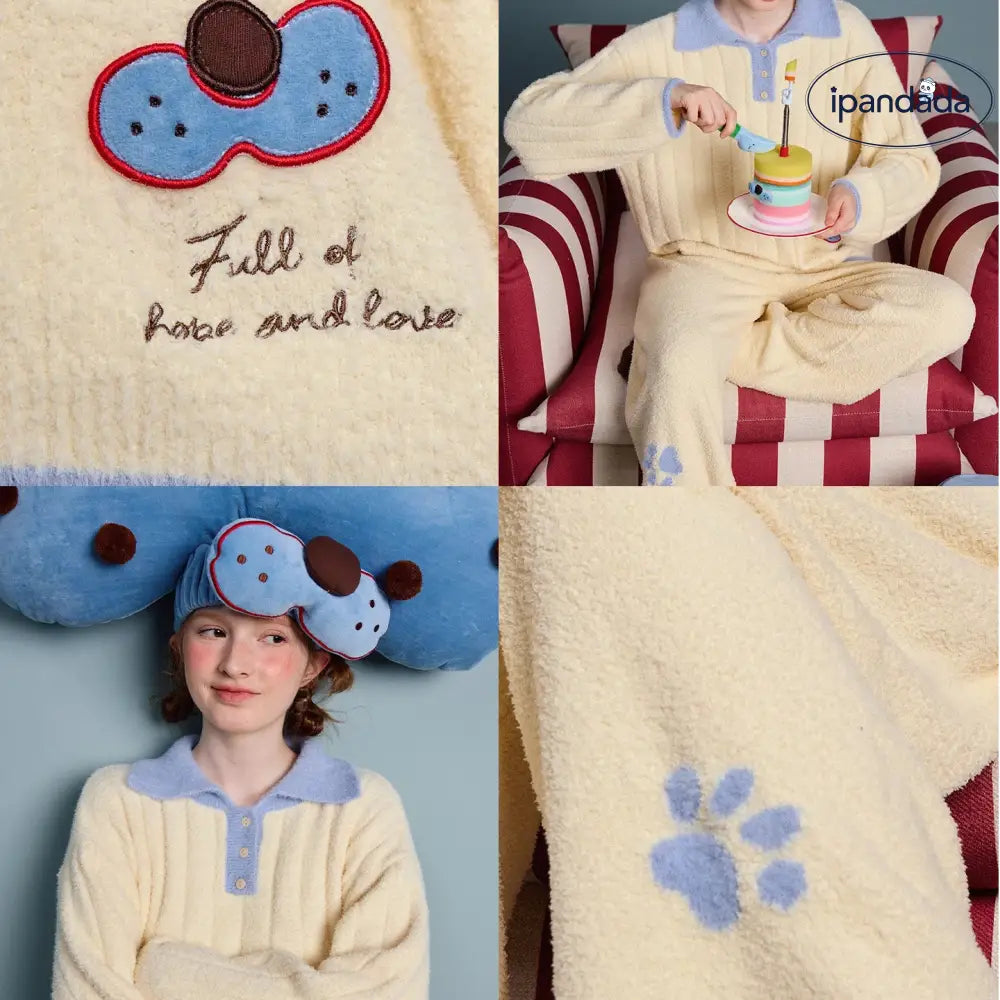 韓国風 パジャマ レディース 冬用 保温 裏起毛 厚手 長袖 長ズボン ゆったり ルームウェア セットアップ ID3370