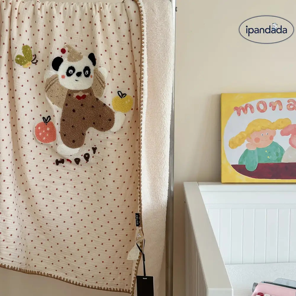 韓国風 全棉 ダブルガーゼ フリース カートゥーン 刺繍タオル 三角針工芸 小型ブランケット ID2636