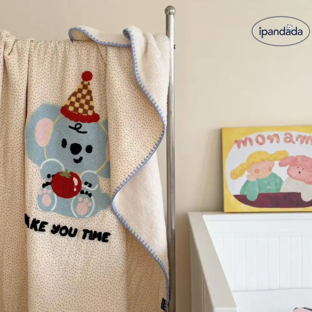 韓国風 全棉 ダブルガーゼ フリース カートゥーン 刺繍タオル 三角針工芸 小型ブランケット ID2636