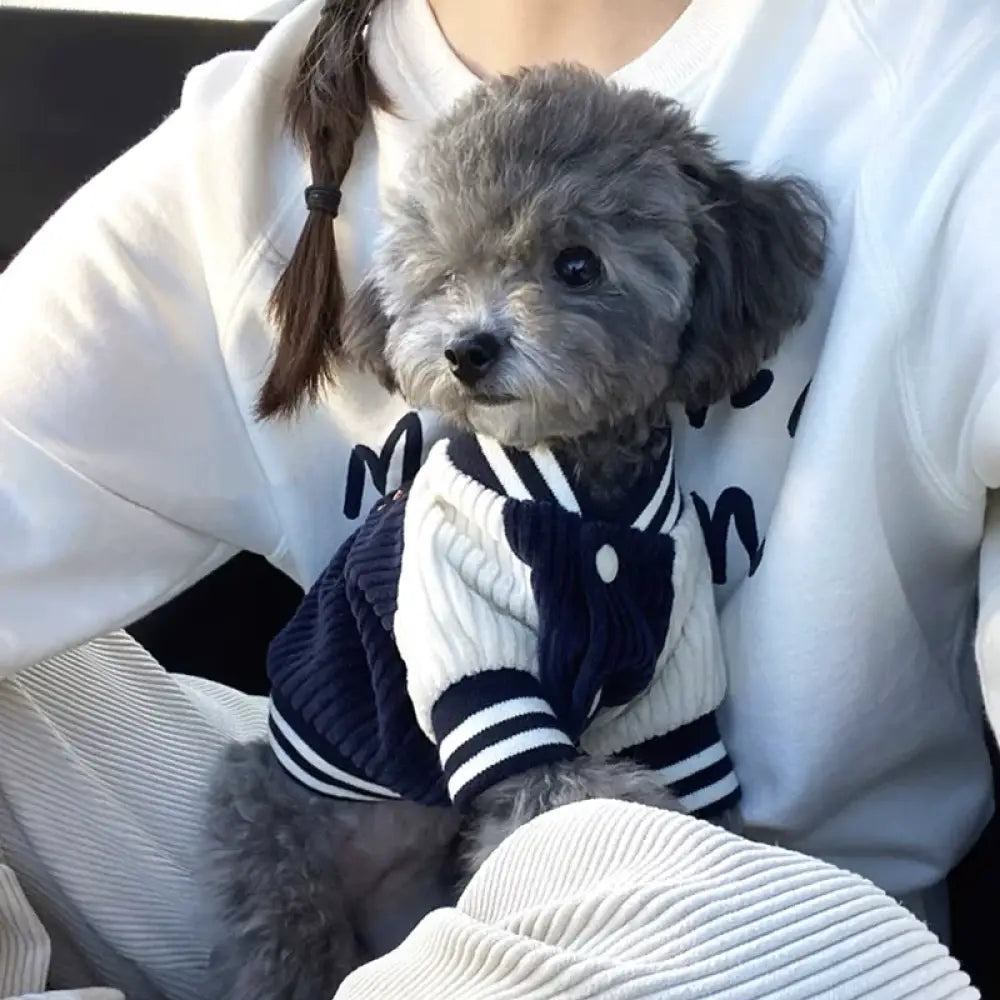 韓国風 犬用 野球ジャケット ペットジャケット テディ用 服 ビション フリーゼ ポメラニアン 小型犬 キャット用 秋冬用 保温ジャケット ID2081 ネイビー / XS ペット用品>ウェア