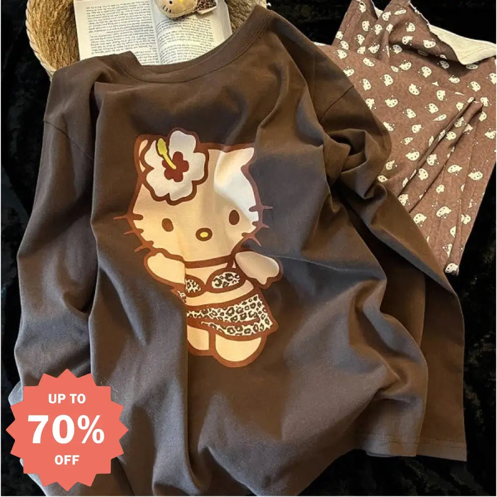 韓国風 スイート キティ猫 シンデレラフリース パジャマ レディース 長袖 部屋着 セット ID3496 写真通り / S