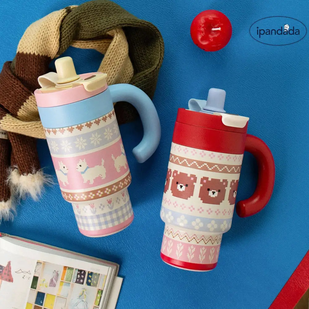 ハンドル付き 保温ボトル 保温 保冷 直飲み 軽量 水筒 ステンレス 可愛い 真空断熱 800ml おしゃれ ID4626 インテリア雑貨＞その他