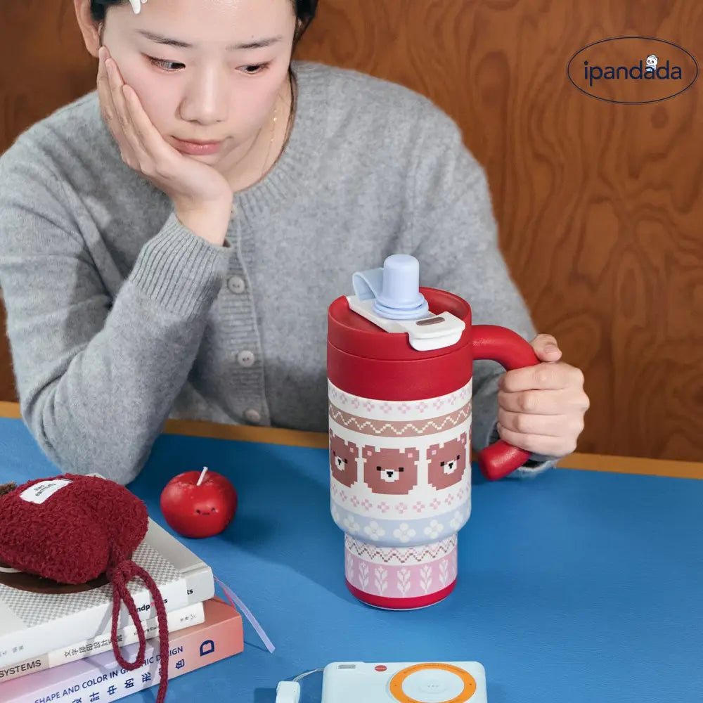 ハンドル付き 保温ボトル 保温 保冷 直飲み 軽量 水筒 ステンレス 可愛い 真空断熱 800ml おしゃれ ID4626 インテリア雑貨＞その他