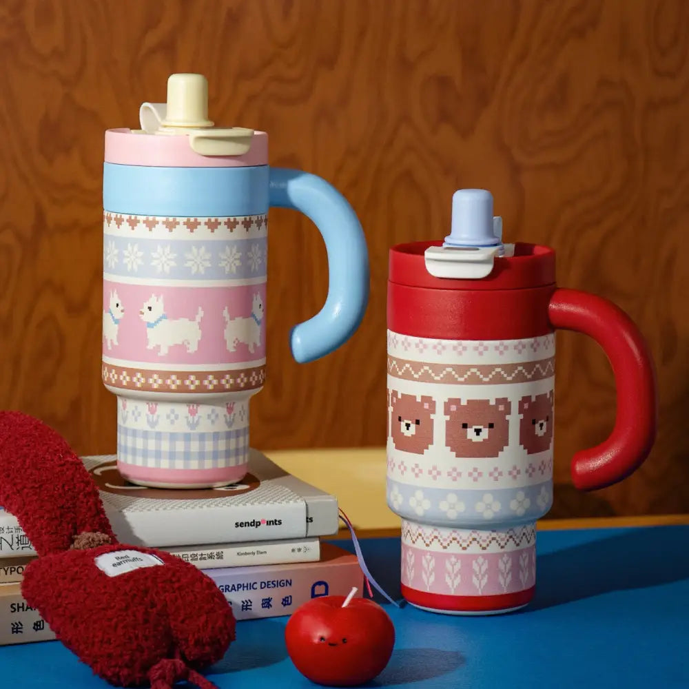 ハンドル付き 保温ボトル 保温 保冷 直飲み 軽量 水筒 ステンレス 可愛い 真空断熱 800ml おしゃれ ID4626 インテリア雑貨＞その他