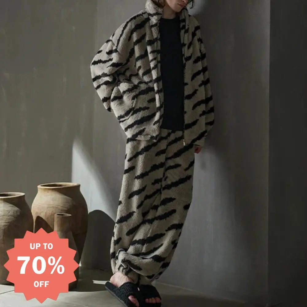 ストライプ パジャマ メンズ コーラルフリース 秋冬用 厚手 セット メンズ カジュアル ルームウェア 冬用 ID3018 写真通り / L