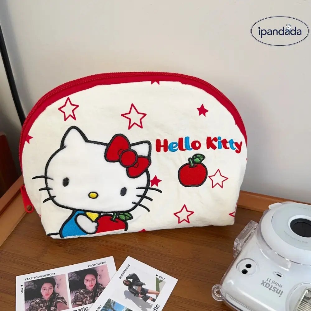 ハローキティ 刺繍 メイクポーチ レディース 大容量 携帯性 高級感 外出用 化粧品 収納バッグ ID3832