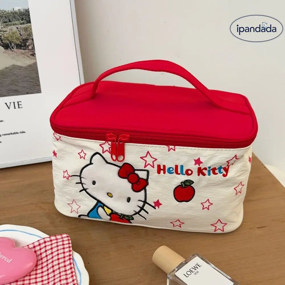 ハローキティ 刺繍 メイクポーチ レディース 大容量 携帯性 高級感 外出用 化粧品 収納バッグ ID3832