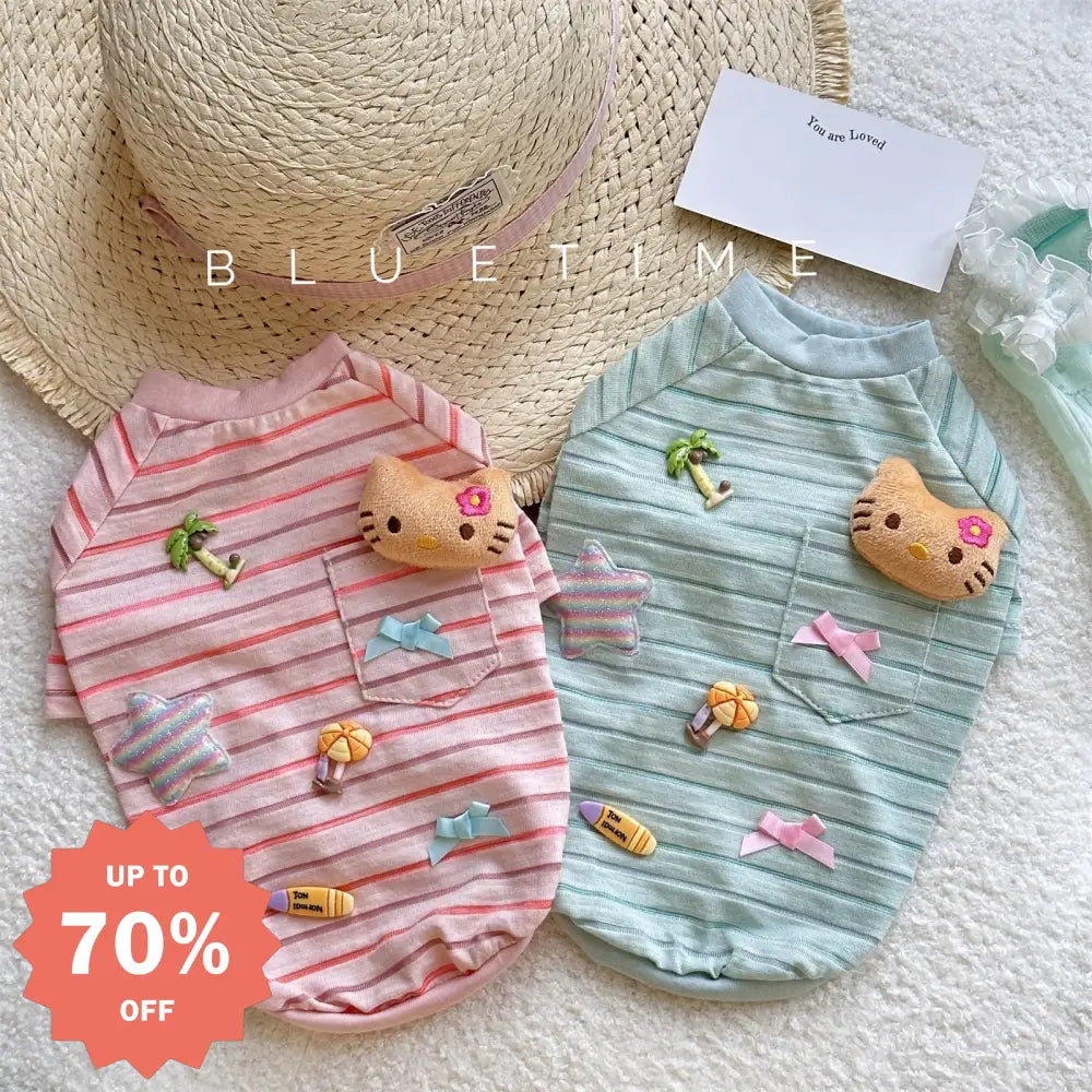 ハローキティ デコレーション かわいい ストライプ インスタ 秋 新作 ビション ポメラニアン 秋服 猫 服 エアコン 服 子犬 秋 通気性 綿 快適 軽量 おしゃれ 小型犬 室内用 薄手 ペットウェア レディース 保温 ID2379