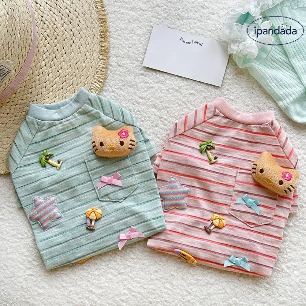 ハローキティ デコレーション かわいい ストライプ インスタ 秋 新作 ビション ポメラニアン 秋服 猫 服 エアコン 服 子犬 秋 通気性 綿 快適 軽量 おしゃれ 小型犬 室内用 薄手 ペットウェア レディース 保温 ID2379