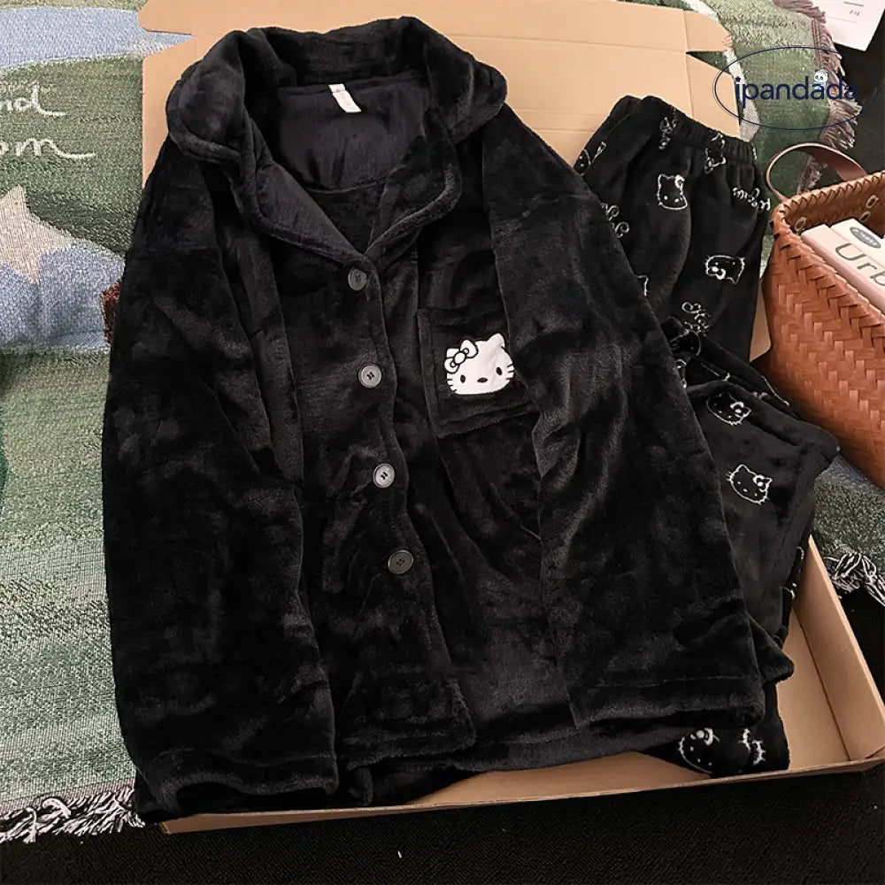 ハローキティ コーラルフリース パジャマ レディース 秋冬 厚手 保温 カートゥーン 可愛い ルームウェア 冬 クリスマス ギフト ID3234 レディース＞セットアップ