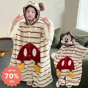 ハローキティ ミッキー フード付き サンゴフリース バスローブ 秋冬 厚手 レディース 女の子 ケープ パジャマ ルームウェア ID2889