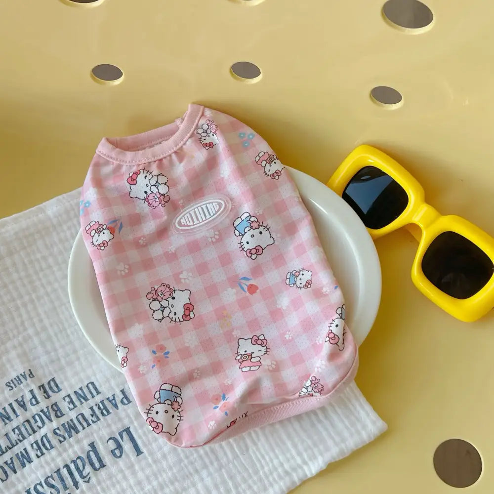 ID1671 ハローキティ ペット服 夏用 レース ノースリーブ かわいい 水玉 キャラクター 動物 犬 猫 小型犬 トイプードル ビションフリーゼ 涼感 通気性 タイプ④ / S ペット用品＞ウェア