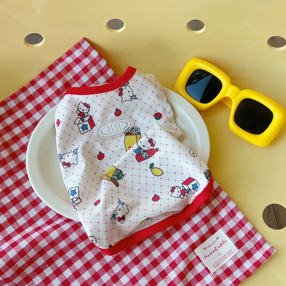 ID1671 ハローキティ ペット服 夏用 レース ノースリーブ かわいい 水玉 キャラクター 動物 犬 猫 小型犬 トイプードル ビションフリーゼ 涼感 通気性 タイプ① / S ペット用品＞ウェア