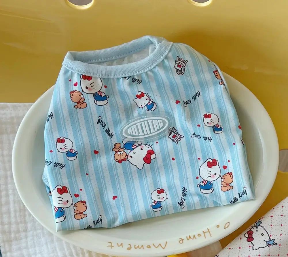 ID1671 ハローキティ ペット服 夏用 レース ノースリーブ かわいい 水玉 キャラクター 動物 犬 猫 小型犬 トイプードル ビションフリーゼ 涼感 通気性 タイプ③ / S ペット用品＞ウェア