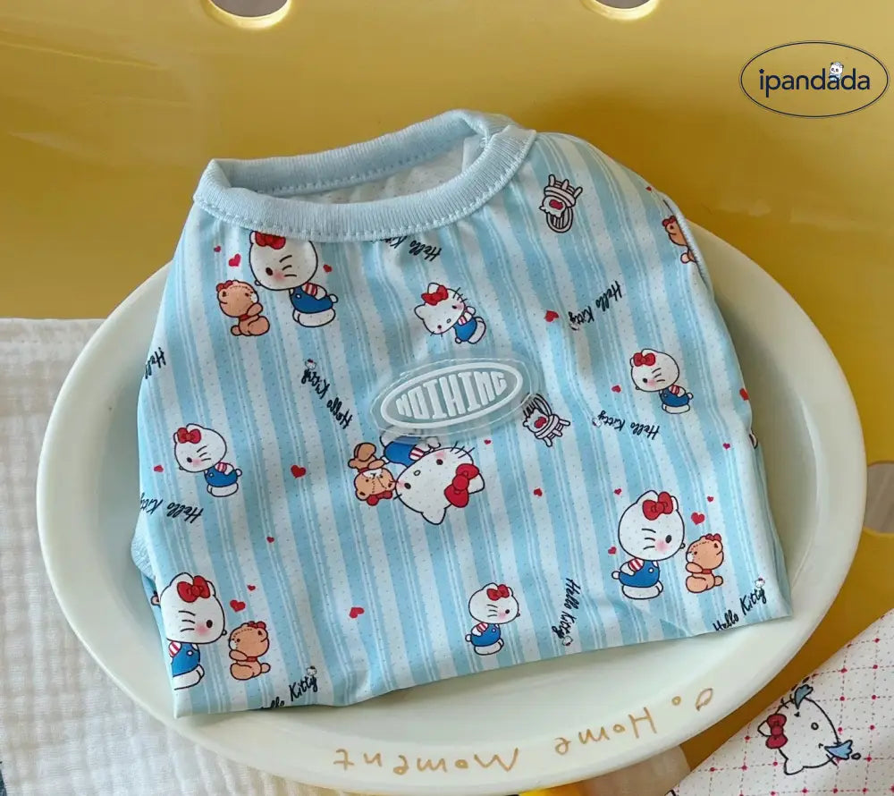ID1671 ハローキティ ペット服 夏用 レース ノースリーブ かわいい 水玉 キャラクター 動物 犬 猫 小型犬 トイプードル ビションフリーゼ 涼感 通気性